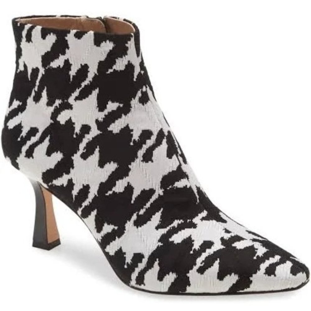 Louise et Cie Lensi Zebrus Herringbone Bootie Brand New in Box Black/White Sz 8